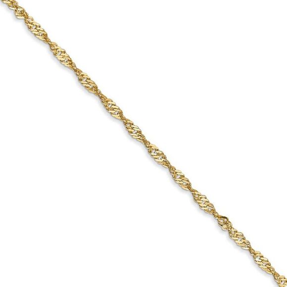 1.6mm 14k Yellow Gold Diamond Cut Singapore Chain Necklace, 16 Inch - Picture 1 of 8